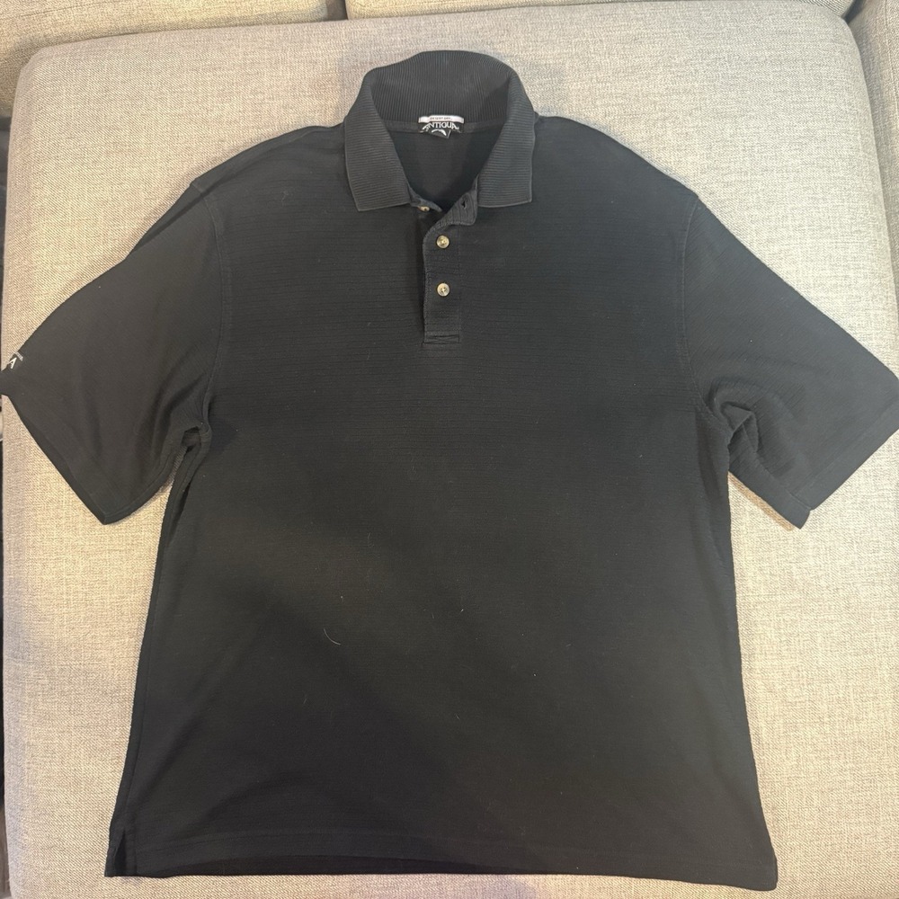 Antigua Mens XL Black Golf‎ Polo Shirt Performance Short Sleeve Athletic